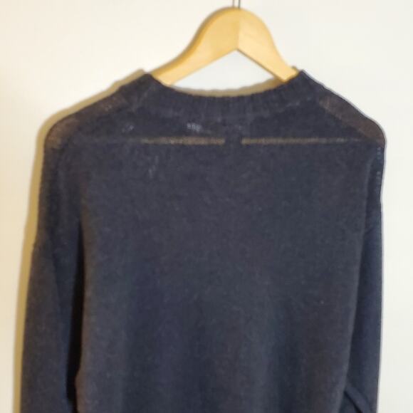 Something Navy Blue open knit slouchy oversized sweater Size Small - Picture 6 of 8